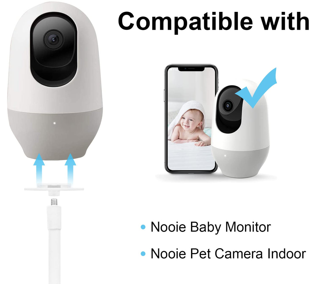Baby monitor Mount Compatible with Nooie Baby Monitor,Nooie Pet Camera Indoor Baby Monitor Camera 15.7 inches Flexible Long Gooseneck Arm, Baby Monitors Holder for Crib Baby Camera Stand Without Tools