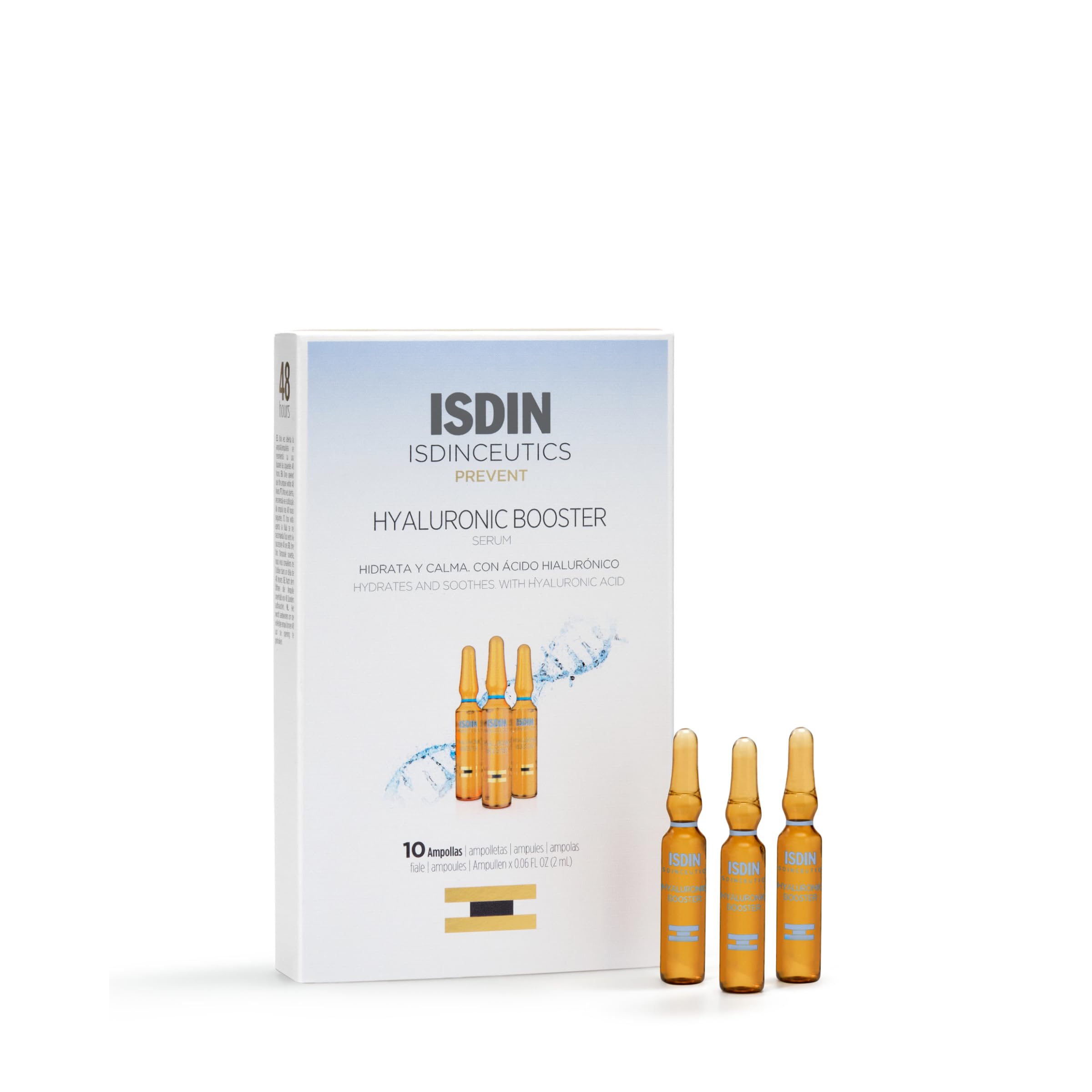Isdinceutics Intensive Hyaluronic Acid and Peptide Booster - Facial Serum in Ampoules, 0.06 FL OZ x 10 ampoules