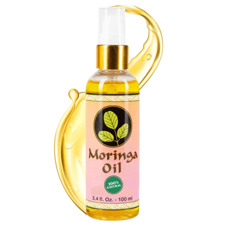 Moringa Oil 3.4 oz – Natural Face, Hair & Body Oil, 100% Pure, Cold-Pressed & Unrefined Moringa Seed Oil, Gluten-Free, Non-GMO, Vegan (100 ml)