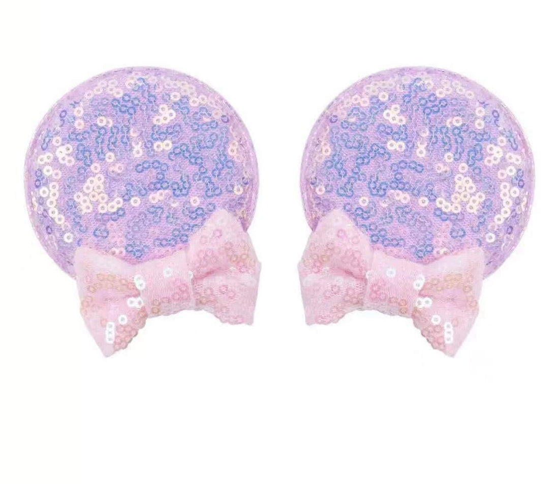 CLGIFT Minnie Baby Ears Hairband, Purple (2 Count Pack of 1, Handmade for Baby/Toddlers Flexible Headband, Sequin on Both Sides, Perfect for Halloween, Christmas, Birthday, Cosplay)