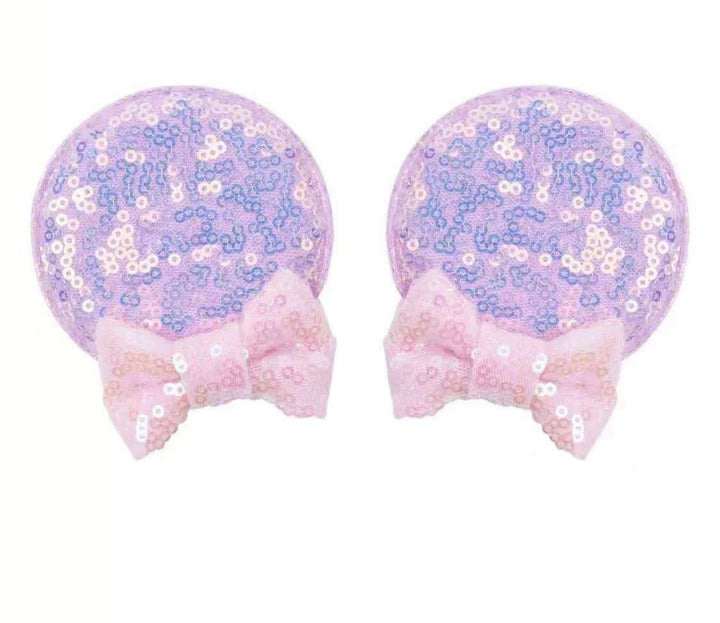CLGIFT Minnie Baby Ears Hairband, Purple (2 Count Pack of 1, Handmade for Baby/Toddlers Flexible Headband, Sequin on Both Sides, Perfect for Halloween, Christmas, Birthday, Cosplay)