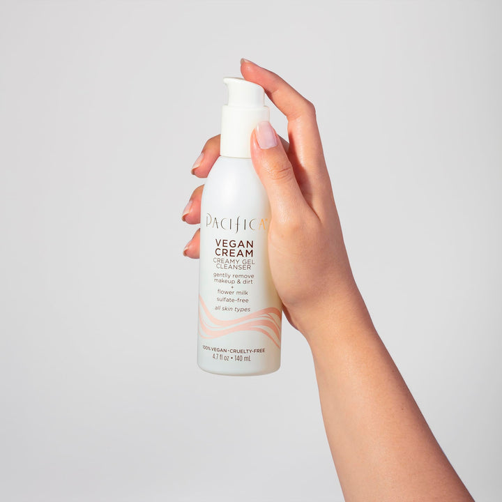 Pacifica Vegan Cream Gel Facial Cleanser – Collagen Daily Foaming Face Wash & Makeup Remover, w/Botanical & Flower Milk Extracts, Hydrating, Antioxidants, Vegan, Clean Beauty, Dermatologist Tested