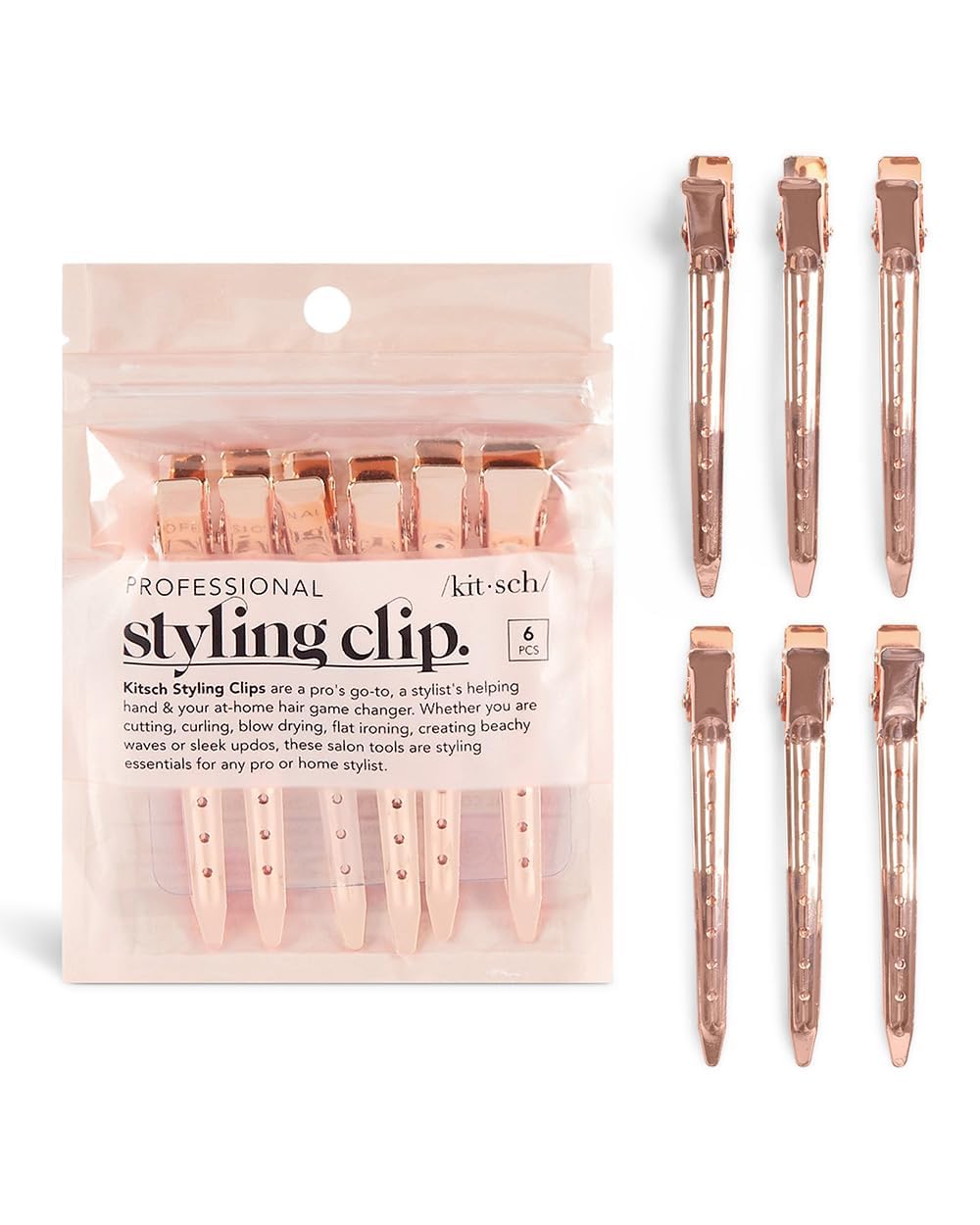 Kitsch Kitsch Pro Styling Clip, 6 Count (Gold)