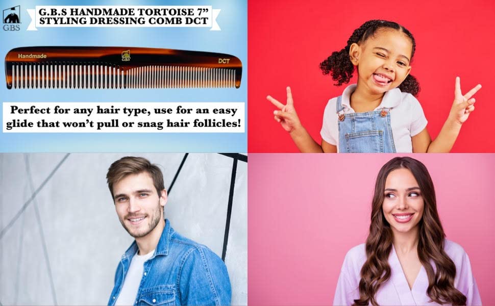 GBS Men's Handmade Anti-Static Tortoise Dressing Hair Comb - 7