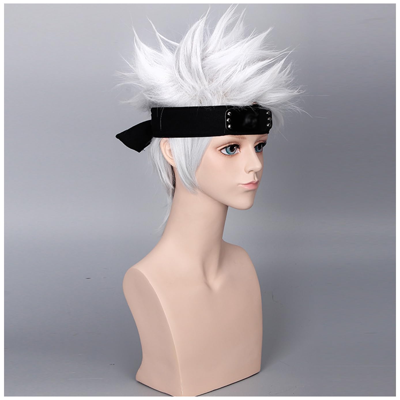 BERON Short Layered Cool Men Boys Tousled Wig Heat Resistant Synthetic Wigs for Anime Cosplay Party (Silver Grey)