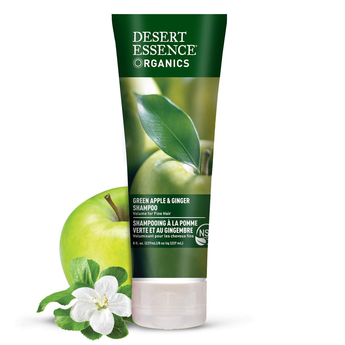 Desert Essence All Natural Organic Green Apple & Ginger Volumizing Shampoo and Conditioner Bundle With Aloe Vera, Kelp, Nettle and Ginger for Cleansing Environmental Pollutants, 8 fl. oz. each
