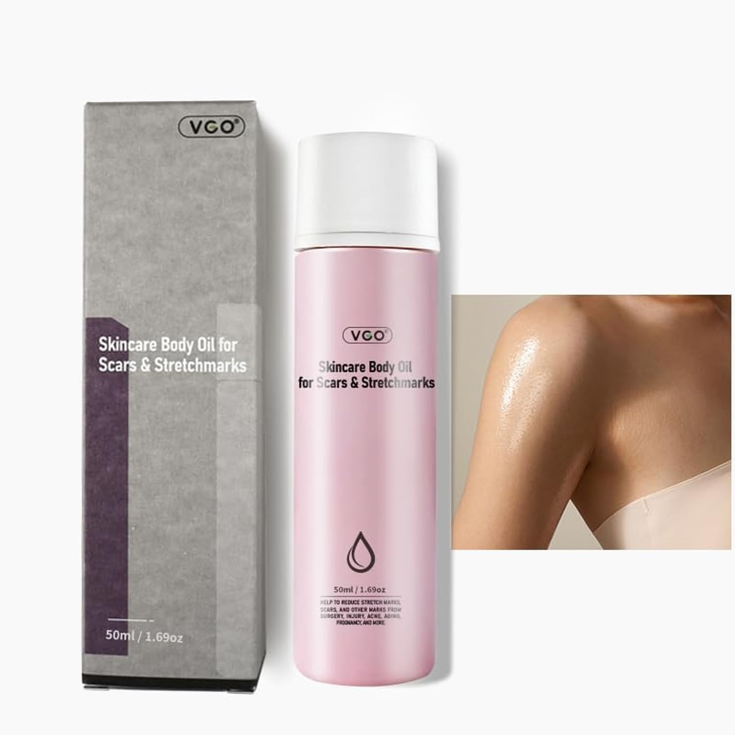 VGO Skincare Body Oil for women, Vitamin E Oil for Scars Away, Stretch Mark Oil for All Skin Types, 50ml / 1.69oz