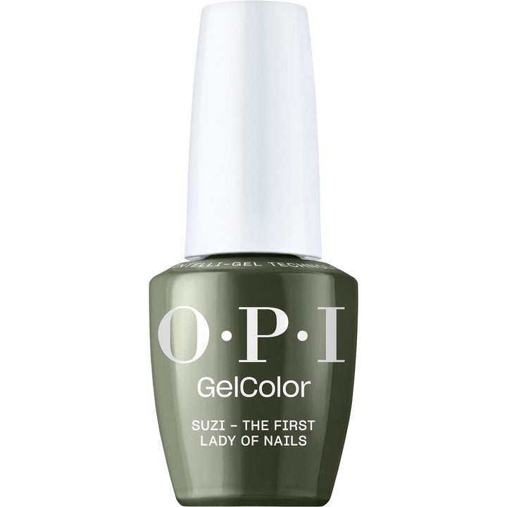 OPI GelColor Suzi - The First Lady of Nails | Opaque Dark Green Crème UV Cure Gel Nail Polish | Vegan & HEMA Free, Long Lasting, High Shine