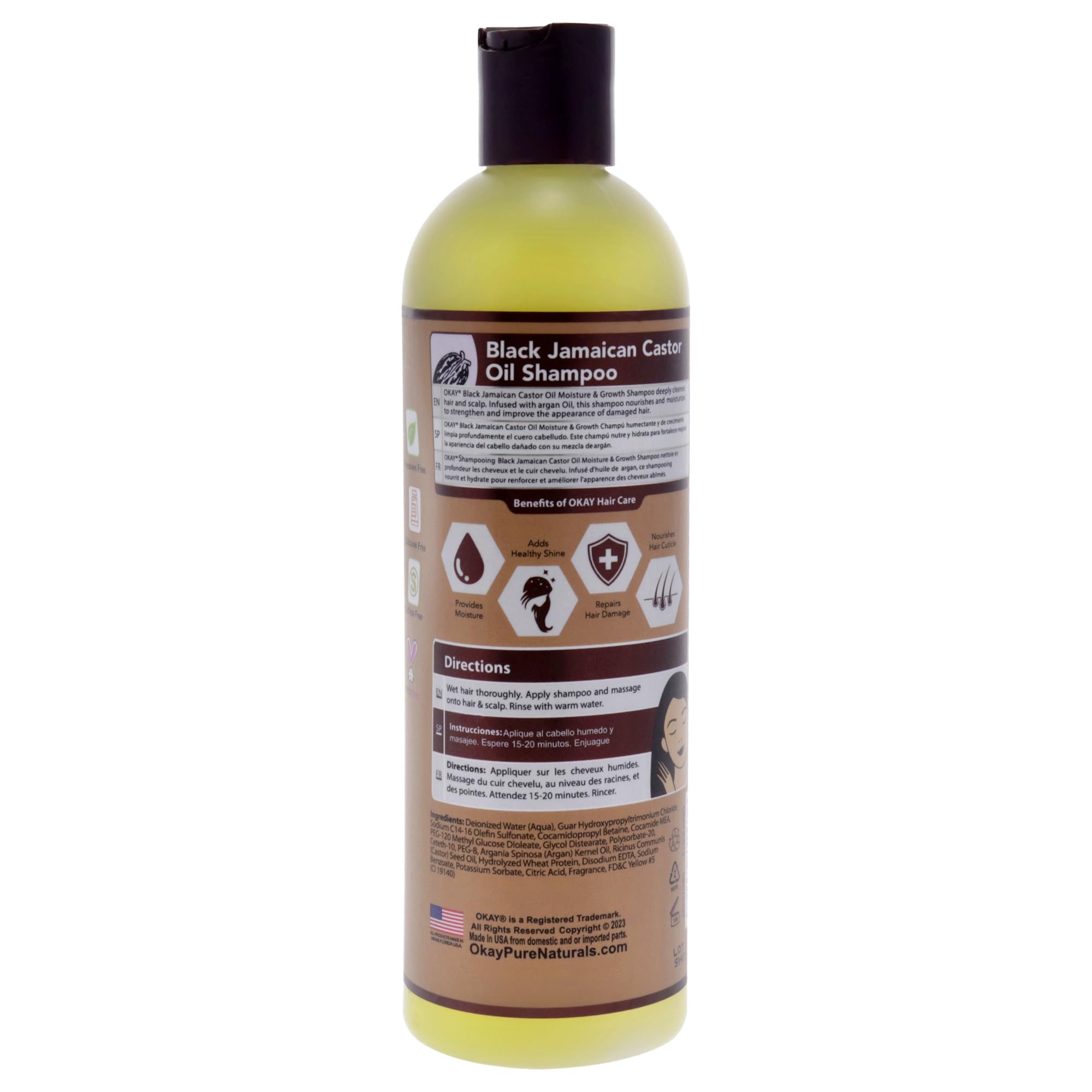 Okay Jamaican Castor Oil Moisture Growth Shampoo, Black, 12 Ounce