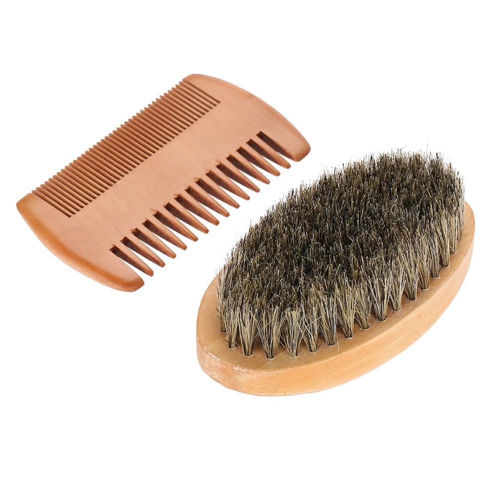 Sonew Men Beard Care Kit Beard Grooming Kit Mustache Oval Brush And Beard Comb Cleaning Grooming Tool Helps Softening And Conditioning Mustaches
