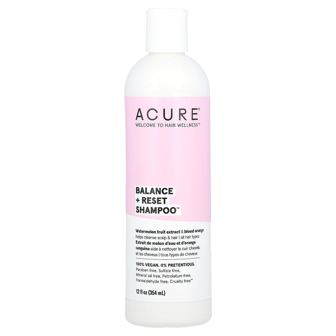 Acure Balance + Reset Shampoo | Featuring Watermelon Fruit Extract & Blood Orange to Help Refresh & Reset Hair, 12 Fl Oz