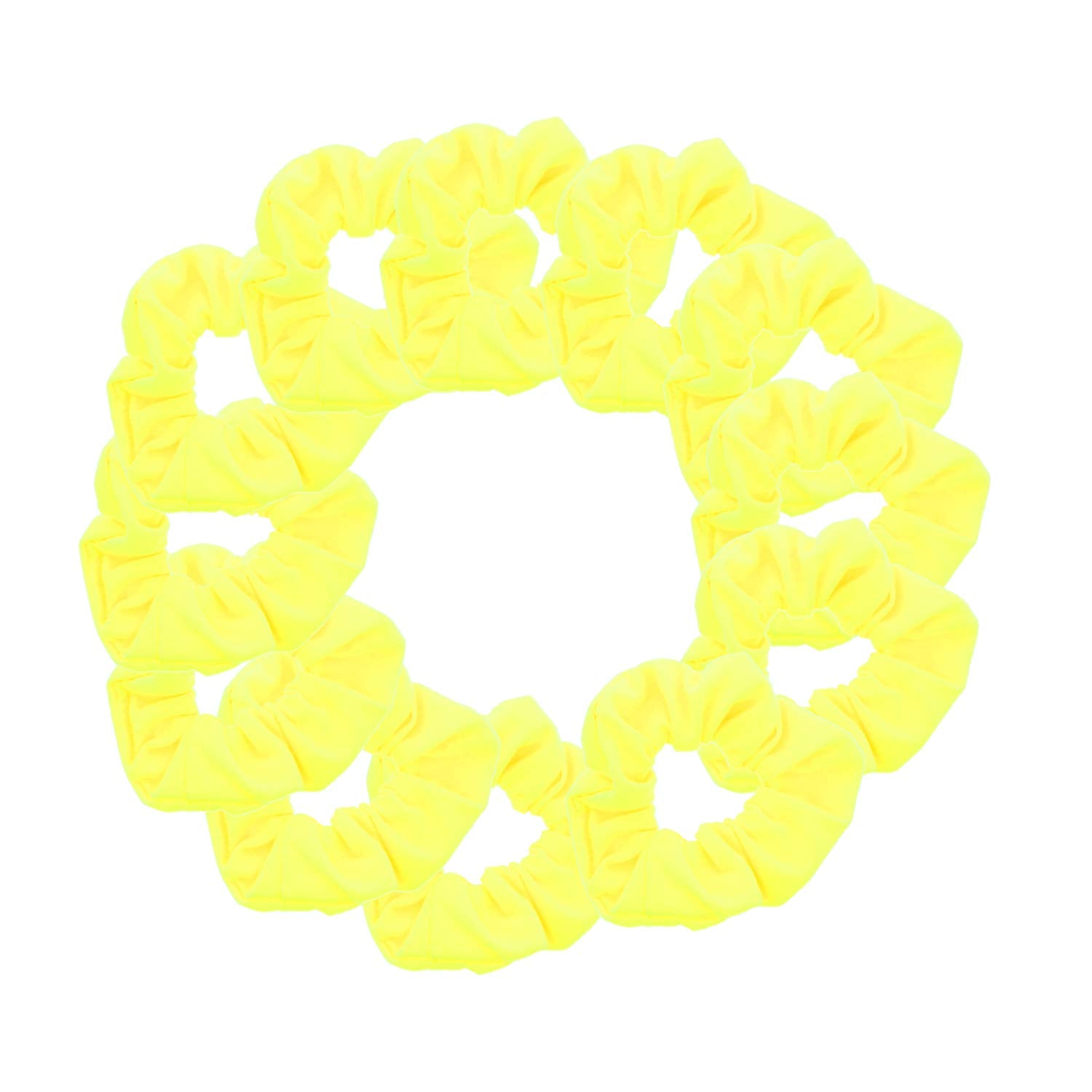 Motique Accessories Neon Yellow: 12 Pack Solid Hair Ties Scrunchies - Neon Yellow