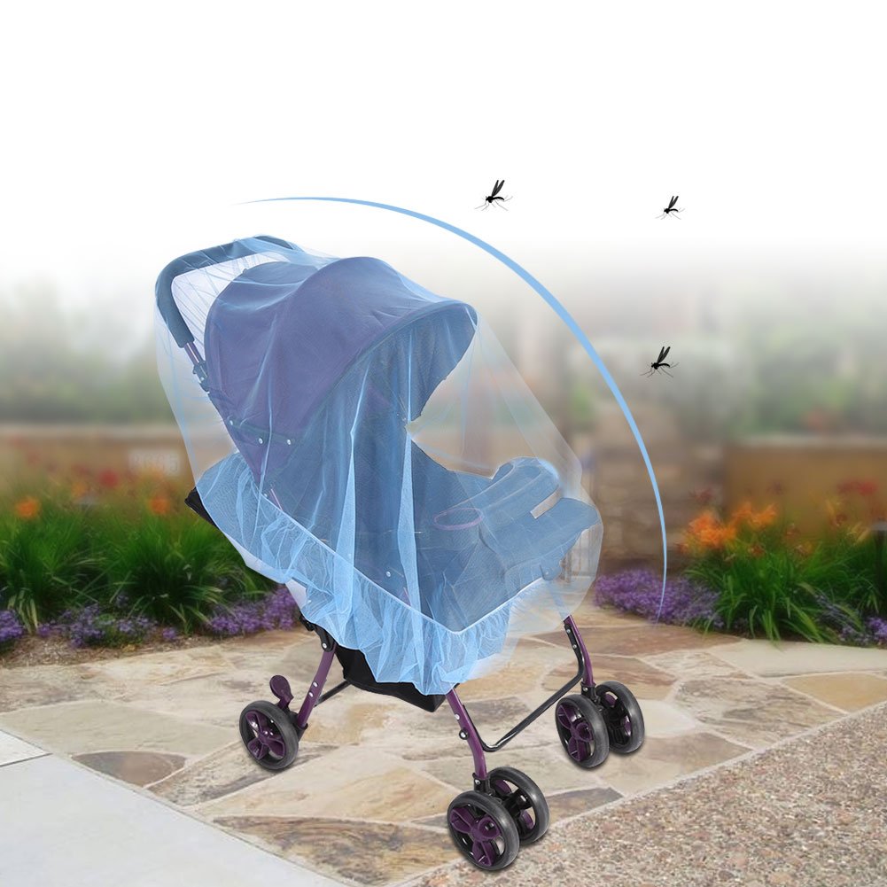 Baby Pushchair Net, Portable Soft Net Safe Mesh Buggy Cover, Fits Most Universal Size Strollers (Blue)