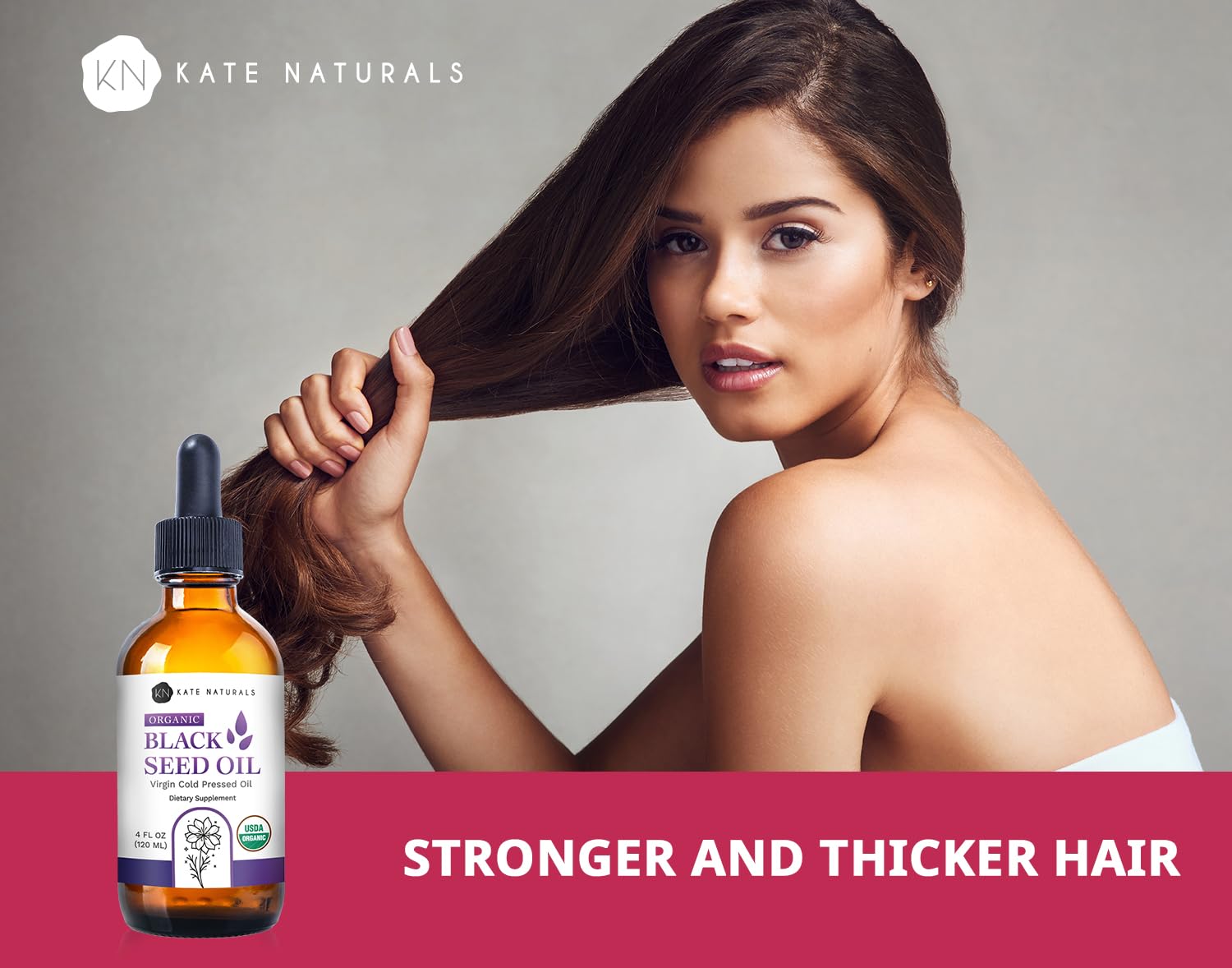 Kate Naturals Black Seed Oil Liquid. Antioxidant Supplement for Immune Support and Digestion (4oz, Organic, Virgin, Cold Pressed, Non-GMO) Pure Blackseed Cumin Oil for Hair and Skin