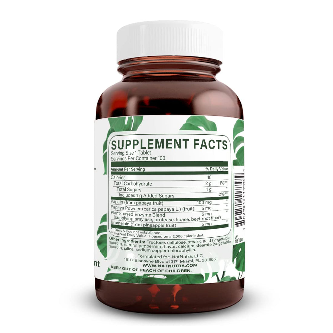 Natural Nutra Chewable Peppermint Digestive Enzyme Supplement, Help to Relieve Gas, Indigestion, and Other Digestive discomforts, Stomach Calmness, Papaya (Papain), Vegan and Vegetarian, 100 Tablets