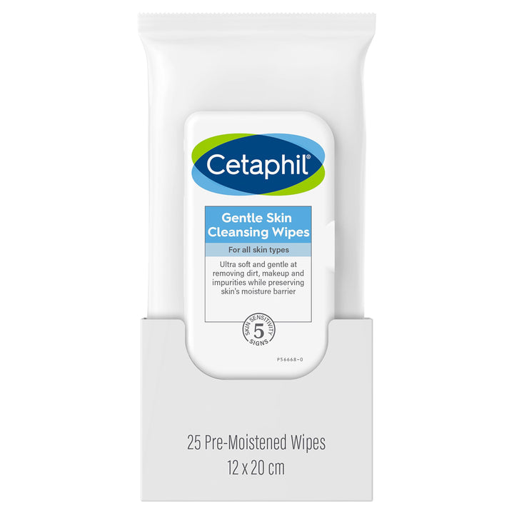 Cetaphil Face and Body Wipes, Gentle Skin Cleansing Cloths, 25 Count, Pack of 3, for Dry, Sensitive Skin, Flip Top Closure, Great for the Gym, Travel, in the Car, Hypoallergenic, Fragrance Free