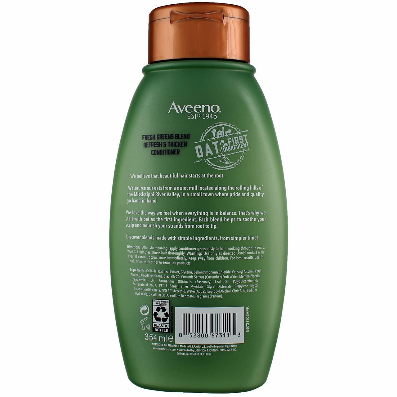 Aveeno Conditioner Fresh Greens Blend 12 Ounce (Thicken) (354ml) (3 Pack)