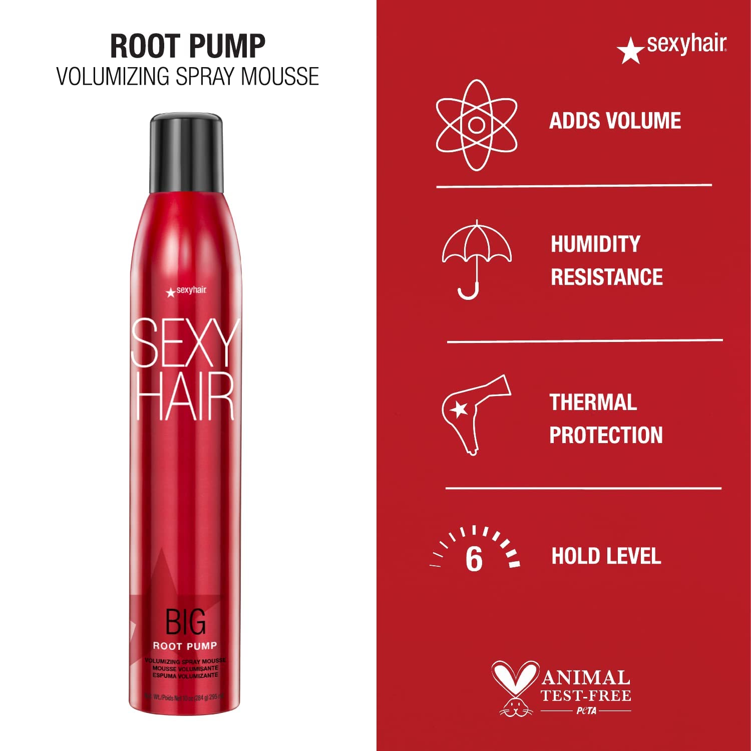 SexyHair Big Root Pump Volumizing Spray Mousse Travel Size, 1.6 Oz | Volume with Medium Hold | Up to 72 Hour Humidity Resistance