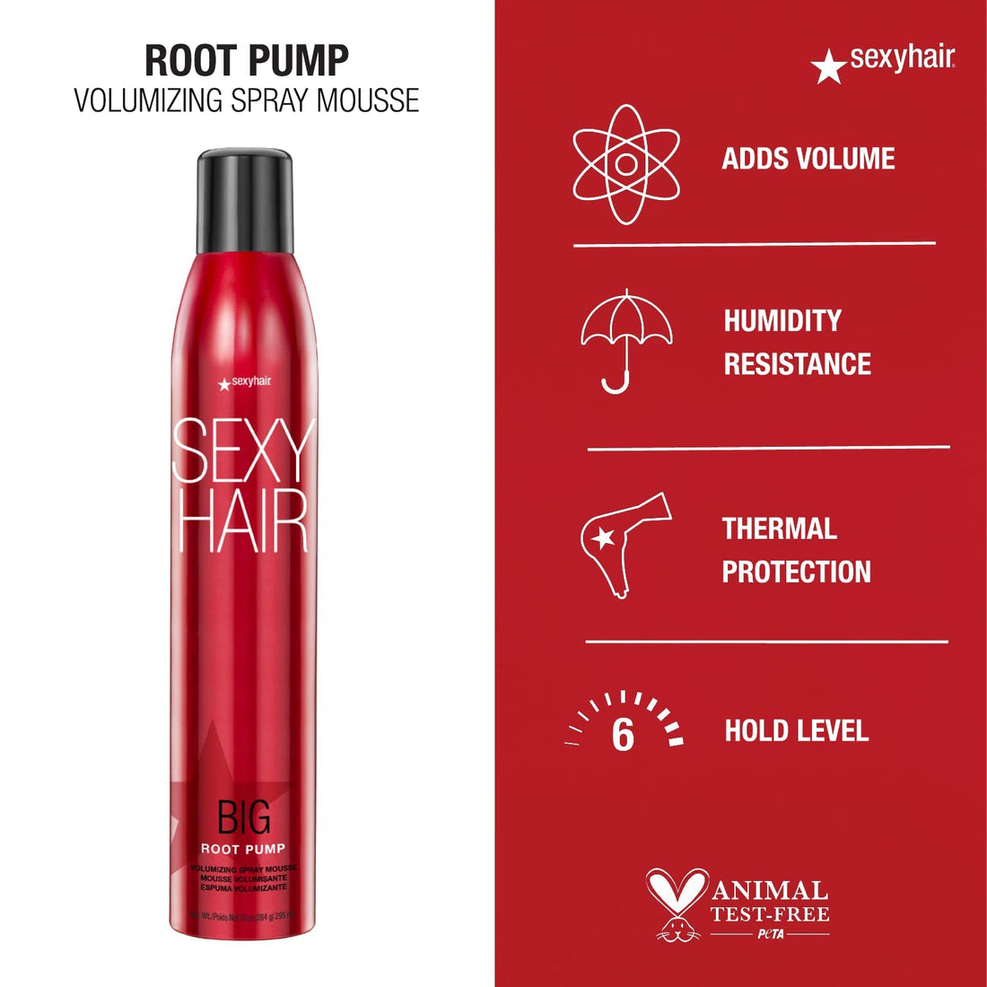 SexyHair Big Root Pump Volumizing Spray Mousse Travel Size, 1.6 Oz | Volume with Medium Hold | Up to 72 Hour Humidity Resistance