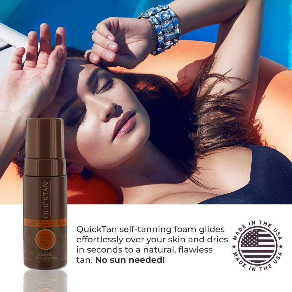 Body Drench Quick Tan Instant Self-Tanner, Bronzing Mousse, Medium Dark, 4.2 oz, 2-Pack