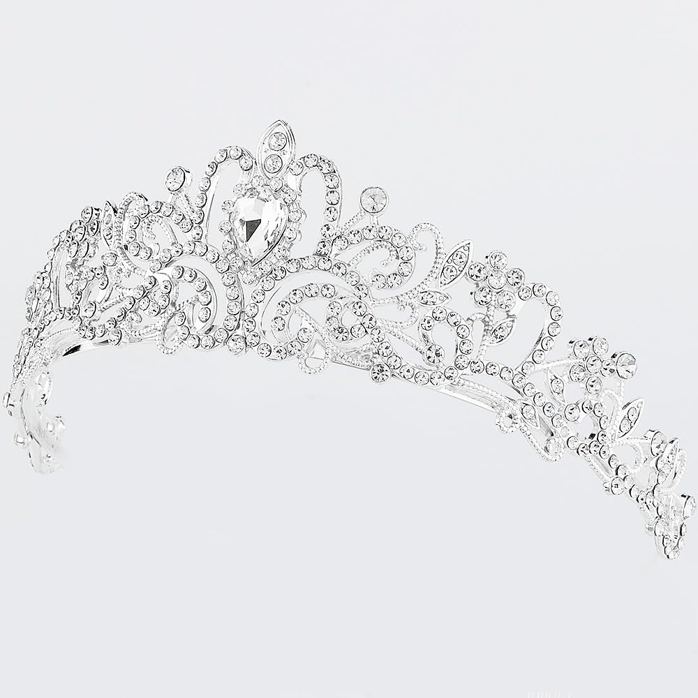 AOPRIE Silver Crystal Tiara Crowns For Women Girls Princess Elegant Crown with Combs Women's Headbands Bridal Wedding Prom Birthday Party Headbands for Women