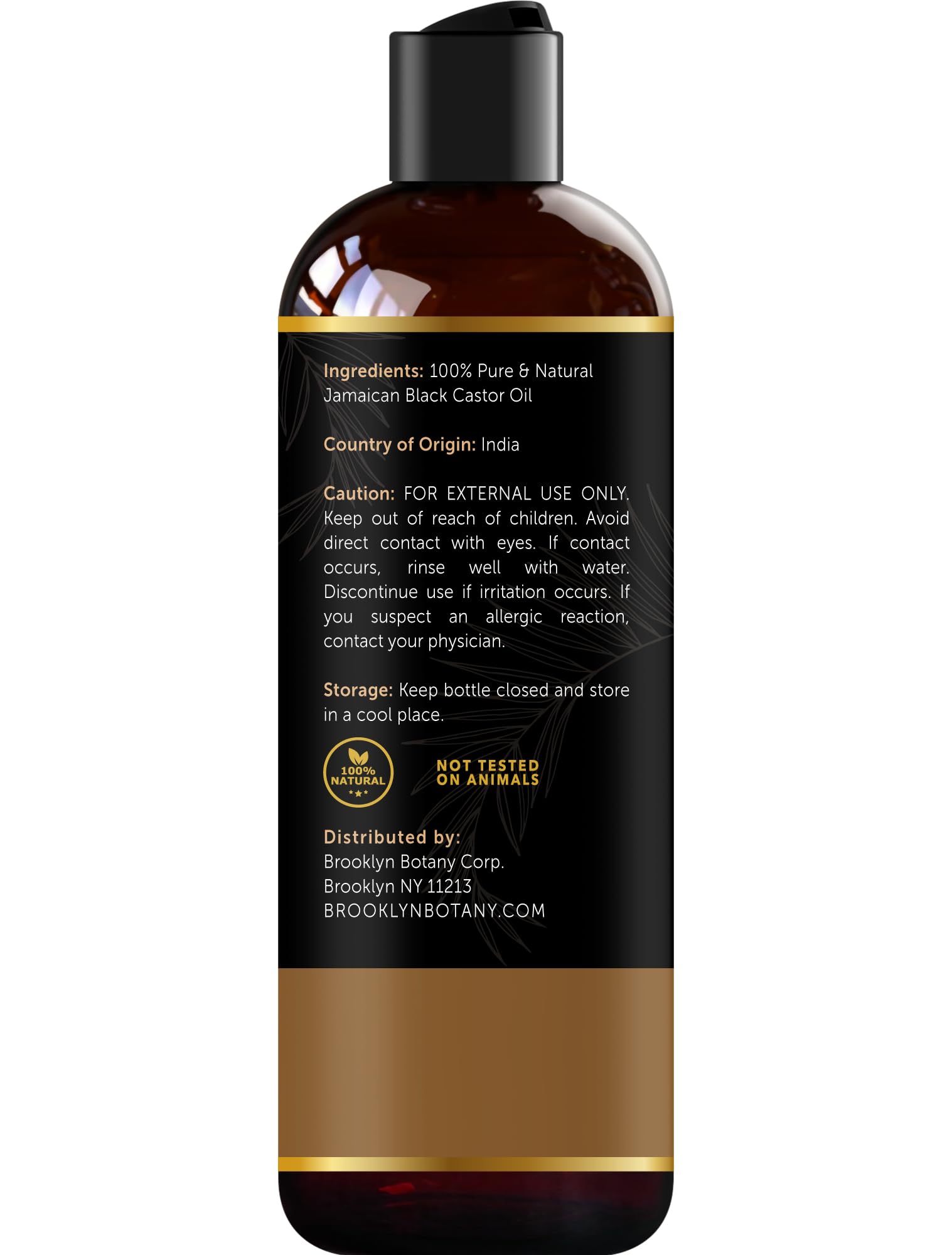 Brooklyn Botany Jamaican Black Castor Oil for Hair Growth, Eyelashes & Eyebrows - 100% Pure and Natural Carrier Oil, Hair & Body Oil - Massage Oil for Aromatherapy - 8 Fl Oz