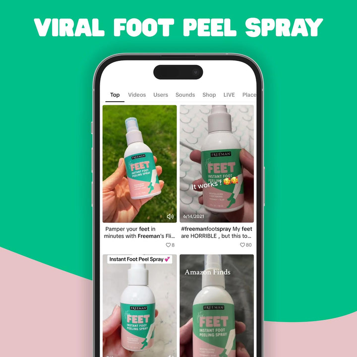 FREEMAN Beauty Flirty Feet Instant Peeling Foot Spray, Coconut and Aloe, Blue, 4 Fl Oz