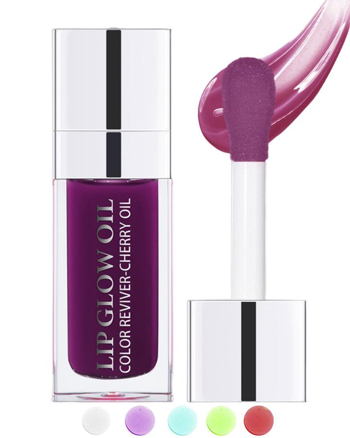 Glow Reviver Lip Oil Moisturizing Lip Gloss for Dry Lips, Clear Lip Oil with Plumping, Hydrating Effects, Women's Makeup Gift (#006 Berry)