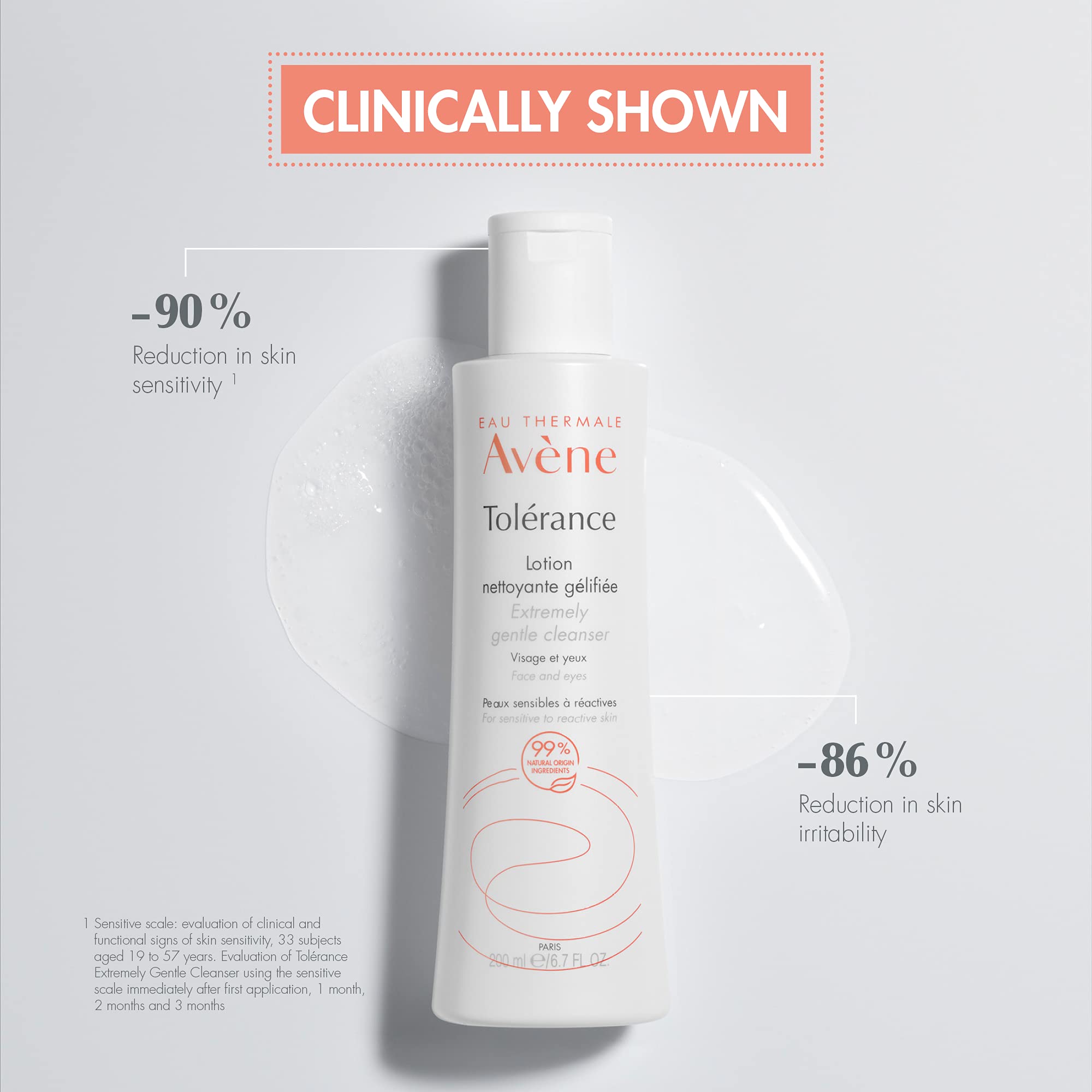 Avène Tolerance Extremely Gentle Cleanser Lotion for All Types of Hypersensitive Skin, Waterless Cleanser, 6.7 Fl Oz