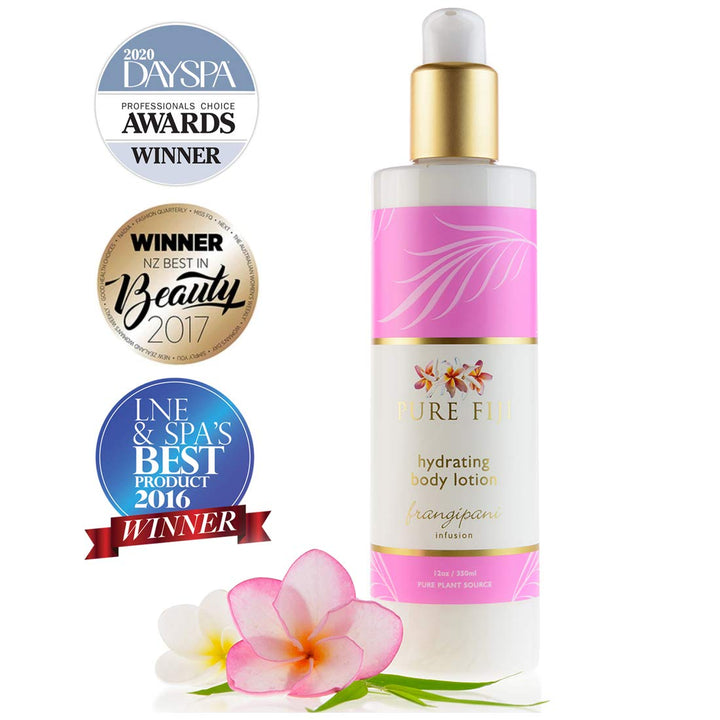 Pure Fiji Hydrating Body Lotion - Moisturizing Organic Body Lotion, Frangipani, 12 oz