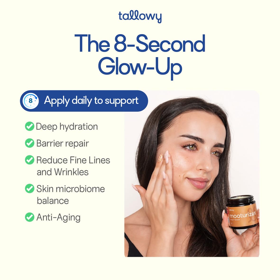 Whipped Beef Tallow Balm, 4oz, 100% Grass Fed Grass Finished, Face Moisturizer & Body Cream, Beef Fat Lip Balm & Natural Honey Lotion for Sensitive Skin (4oz, Eucalyptus Spearmint)