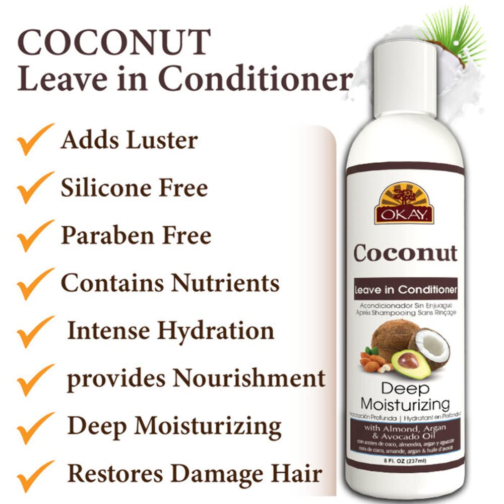 OKAY Coconut Oil Deep Moisturizing Leave-in Conditioner, 8 Ounce