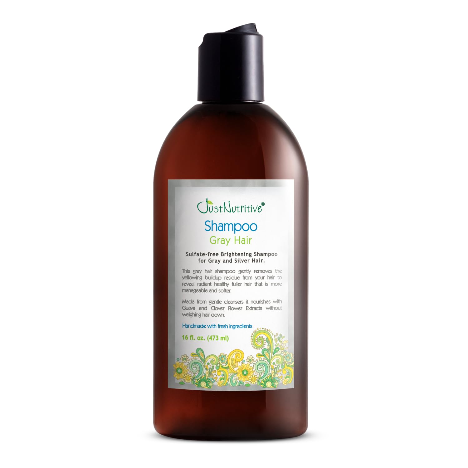 Just Nutritive Men's Gray Hair Shampoo | Remove Yellowing or Brassy Tones with No Sulfates | Natural Ingredients | Gray Hair Treatment | 8 oz.