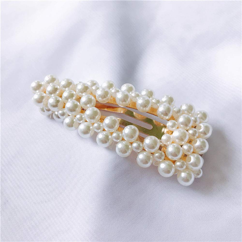 2PCS Women Fashion Sweet Imitation Pearl Hair Clip Hairpin Hair Accessories Simple Alloy BB Hairgrip (A# - Gold)