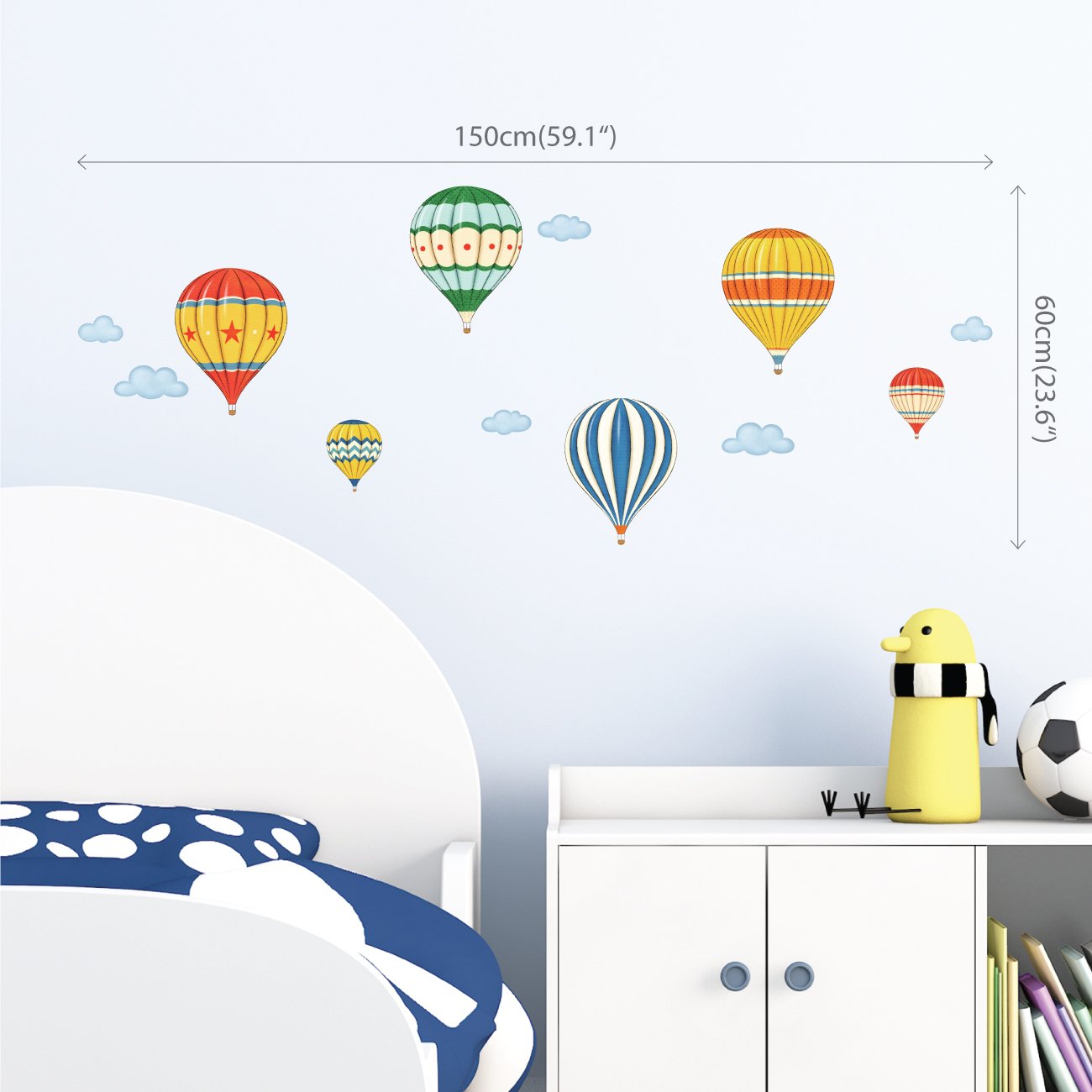 DECOWALL DS-8011 Colourful Hot Air Balloons Kids Wall Stickers Wall Decals Peel and Stick Removable Wall Stickers for Kids Nursery Bedroom Living Room (Small) dcor