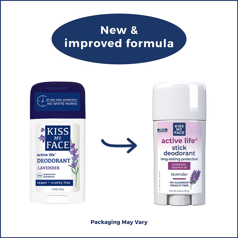 Kiss My Face Active Life Aluminum Free Deodorant, Lavender, 2.48 Ounce Stick (Pack of 6)