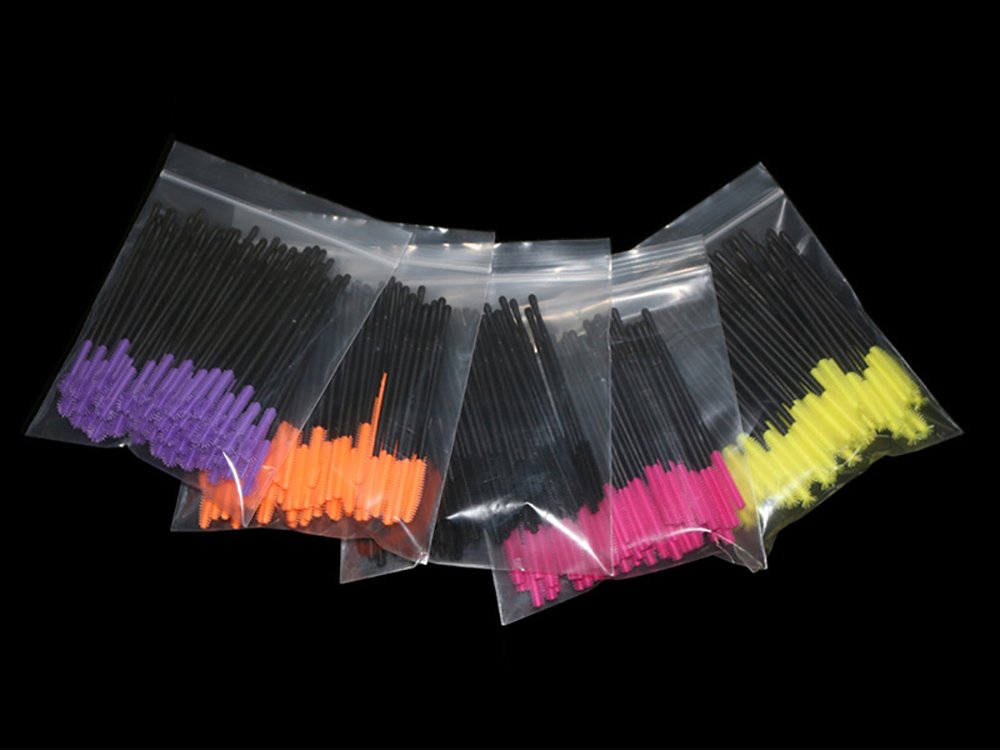 OKDEALS 250 Pieces Disposable Mascara Wands Silicone, Eyelash Brush, Makeup Mascara Applicators Kit, 5 Colors