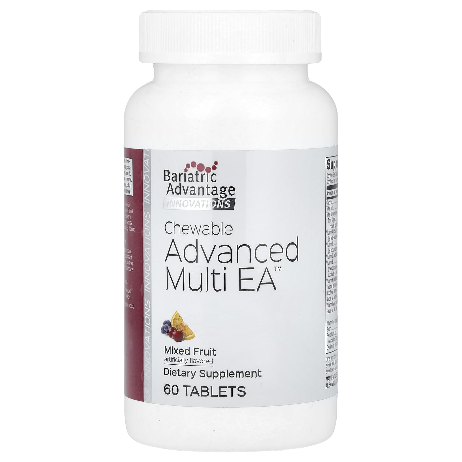Bariatric Advantage Chewable Advanced Multi EA - High Potency Daily Multivitamin for Bariatric Surgery Patients - Mixed Fruit Flavor - 60 Count