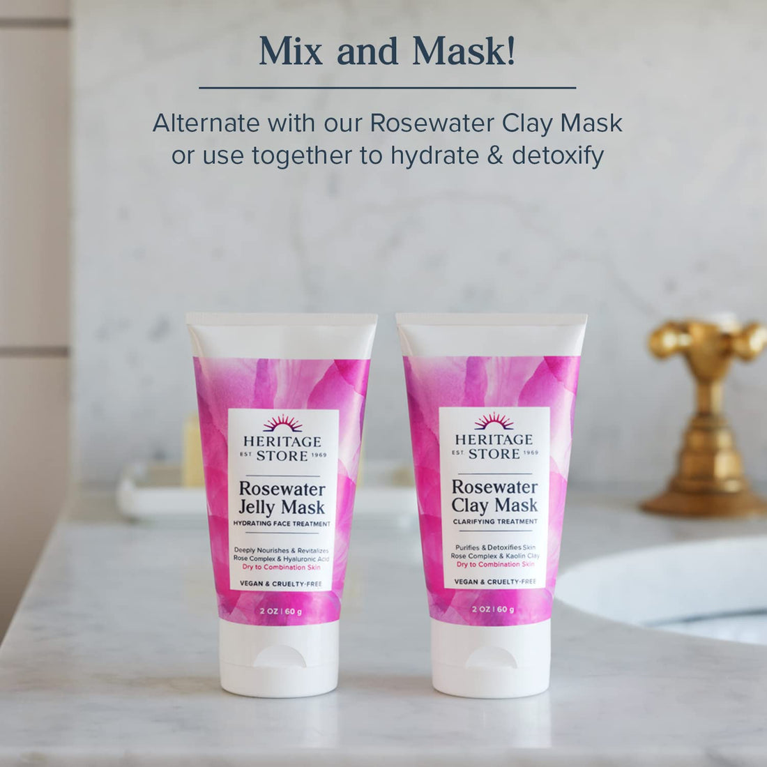 HERITAGE STORE Rosewater Jelly Facial Mask - Hydrating Treatment for Dry Combination Skin, Gel Face Mask Locks in Moisture w/ Hyaluronic Acid and Rose Complex, Hypoallergenic, Vegan, Cruelty Free, 2oz