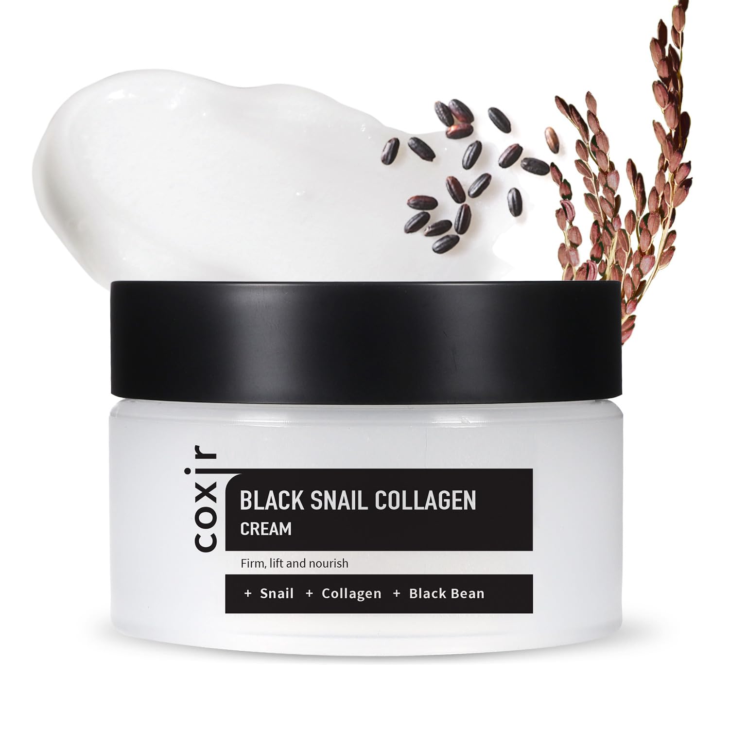 [coxir] BLACK SNAIL COLLAGEN CREAM [30ml/1.01 fl.oz(Pack of 1)] Black-3-Complex: Black Rice, Bean, Sesame, Snail Mucin, Collagen, Peptide l Repairing&Firming l Korean Skin Care