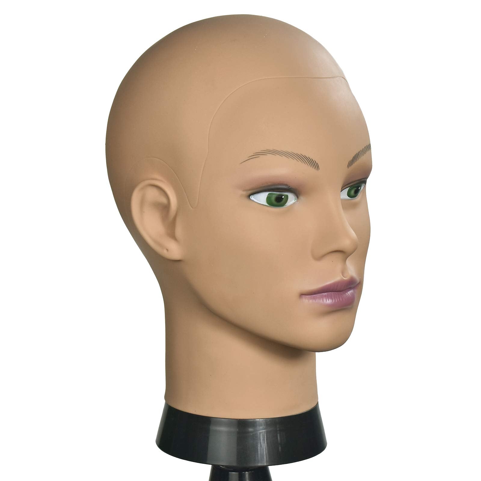Ba Sha Afro Cosmetology Mannequin Head Bald Manikin head for Wigs Making Wig Display Hat Display Glasses Display with Free Clamp