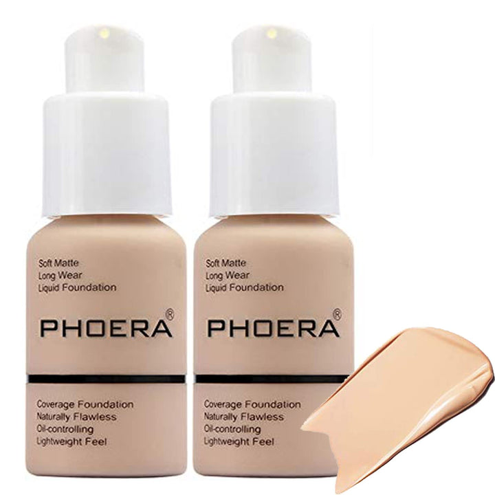 2Pcs Matte Oil Control Concealer Foundation Cream Concealer Cover Cream Long Lasting Moisturizing Base Liquid Foundation Flawless Colour Changing Foundation for women&girls(102)