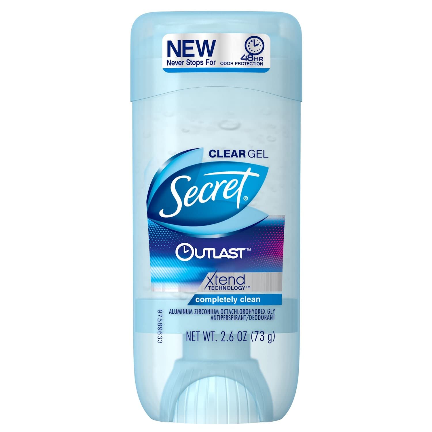 Secret Outlast Antiperspirant and Deodorant Clear Gel, Completely Clean 2.6 Ounce (Pack of 4)
