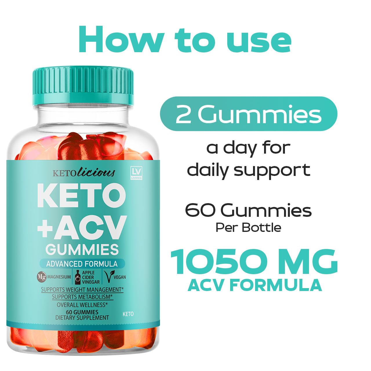 (3 Pack) Ketolicious Keto ACV Gummies Advanced Formula, Ketolicious Gummies, 180 Gummies for 3 Months