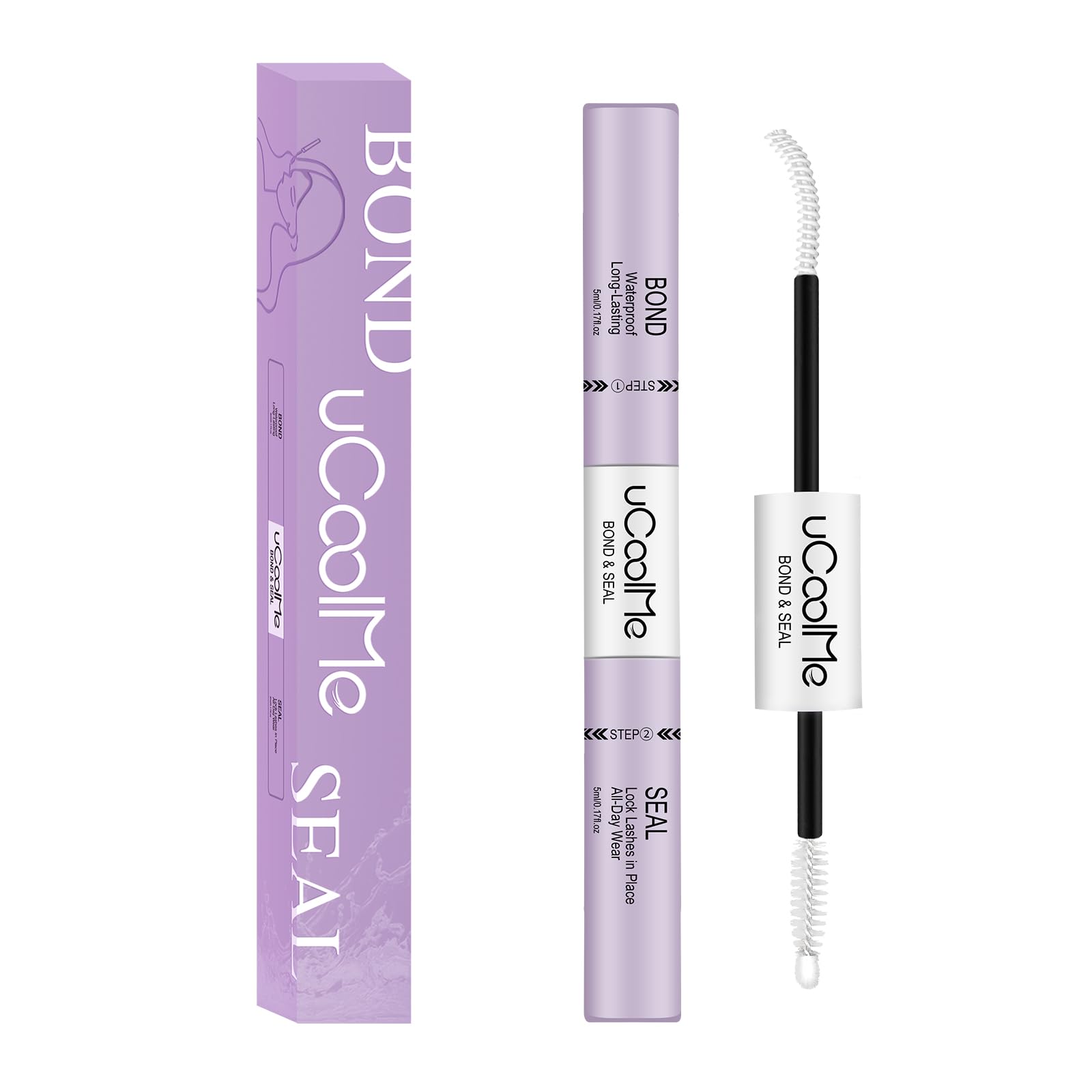 Lash Bond and Seal uCoolMe Waterproof for Lash Clusters 144Hours Super Hold Long-Lasting Non-Irritating Eyelash Glue for DIY at Home(White Bond,10ML)