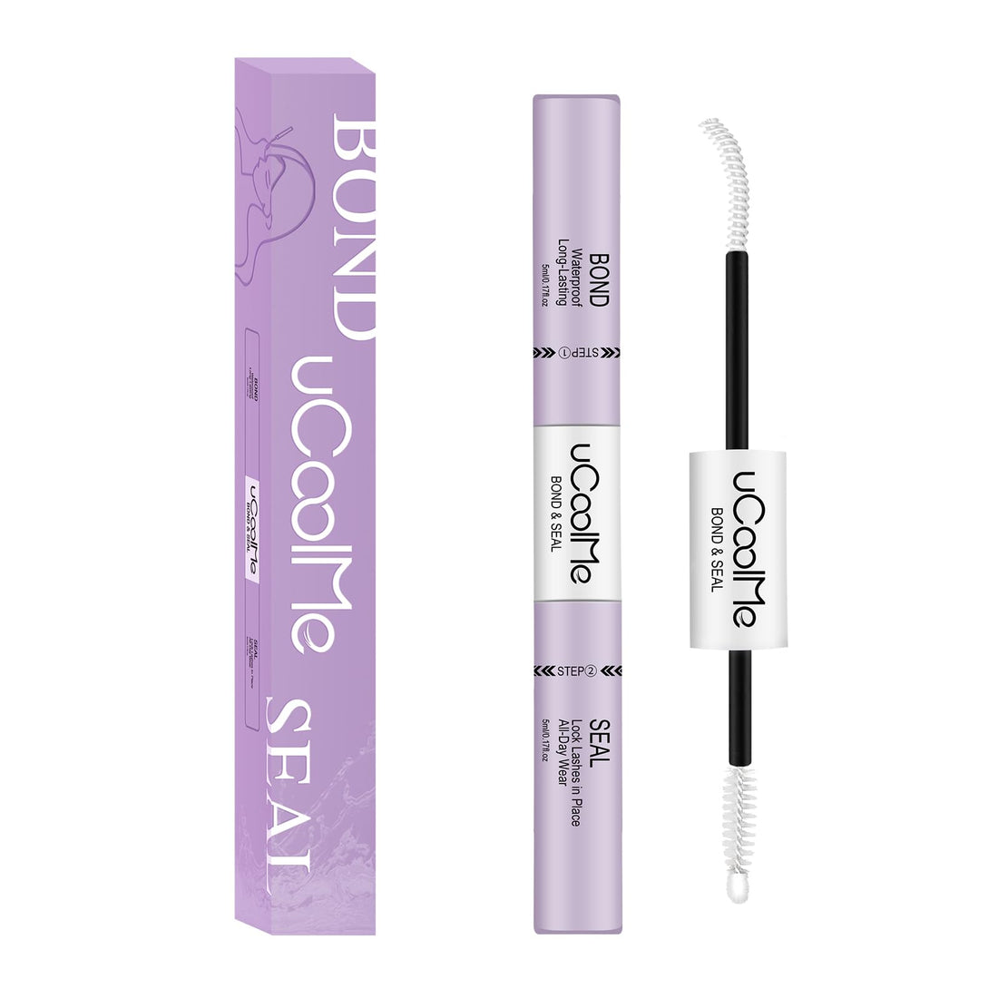 Lash Bond and Seal uCoolMe Waterproof for Lash Clusters 144Hours Super Hold Long-Lasting Non-Irritating Eyelash Glue for DIY at Home(White Bond,10ML)