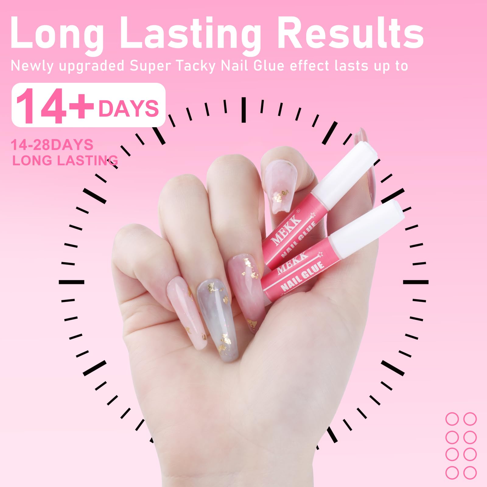 MEKK Nail Glue,Super Strong & Long-Lasting Nail Glue for Acrylic Nails,Press Ons & Nails Tips,Professional Adhesive for Nail Art Supplies,0.07OZ/PCS (24PCS)