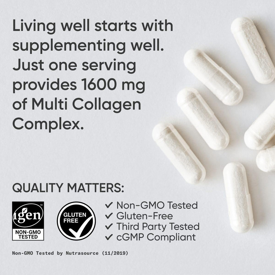 Sports Research Multi Collagen Pills (Type I, II, III, V, X) Hydrolyzed Collagen Peptides with Hyaluronic Acid + Vitamin C | Non-GMO Verified & Gluten Free - 90 Capsules