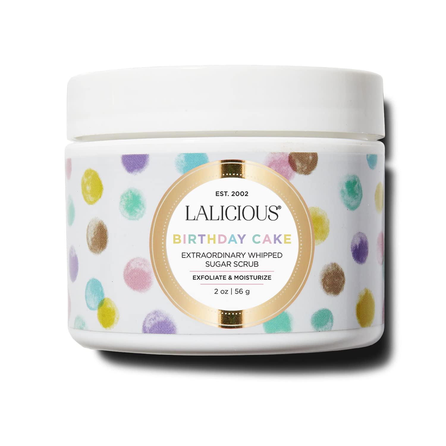 LALICIOUS - Shimmery Pink Birthday Cake Sugar Scrub, 2 Oz Travel Size