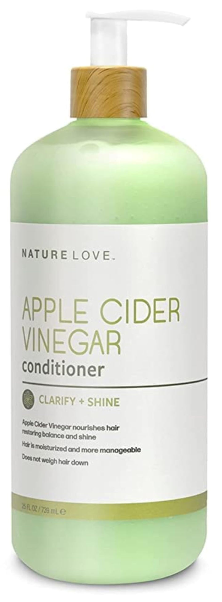 Nature Love Apple Cider Vinegar Conditioner | Clarify + Shine | Revitalize Hair and Scalp | Purifies Without Stripping | Paraben Free, Cruelty Free, Made in USA (25 oz)
